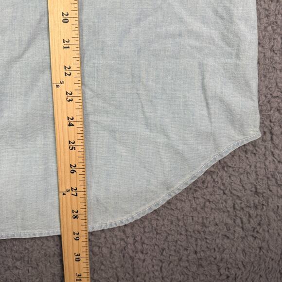 Lauren Ralph Lauren Chambray Denim Shirt Womens 2X Blue Roll Tab Sleeve Pockets - Picture 9 of 10